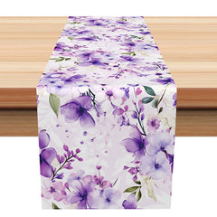 Lofaris Elegant Purple Vibe Spring Floral Table Runner Sweet and Moody Botanical Design Romantic Kitchen Dining Decor