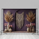 Lofaris Elegant Purple Wall Boho Wedding Photography Backdrop