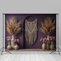 Lofaris Elegant Purple Wall Boho Wedding Photography Backdrop