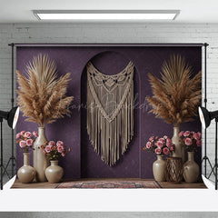 Lofaris Elegant Purple Wall Boho Wedding Photography Backdrop