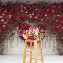 Lofaris Elegant Red and Pink Rose Floral Heart Photography Backdrop Romantic Wedding Valentine’s Day Party Decoration