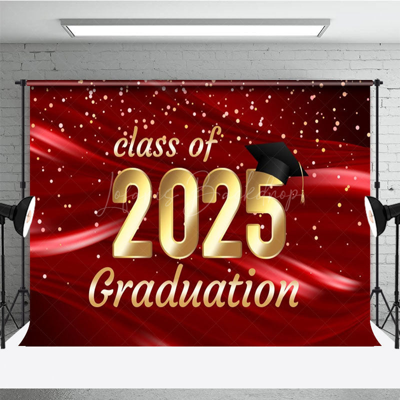 Lofaris Elegant Red Gold Dots Graduation Ceremony Backdrop