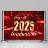 Lofaris Elegant Red Gold Dots Graduation Ceremony Backdrop