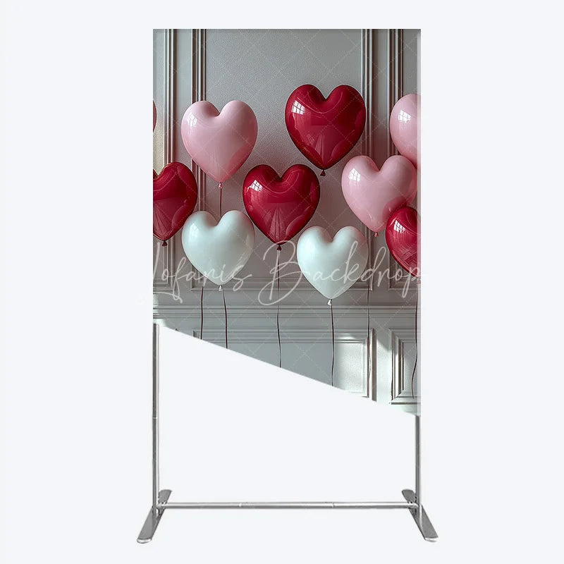 Lofaris Elegant Red Pink and White Heart Balloons Rectangle Arch Backdrop Romantic Love Celebration Decor