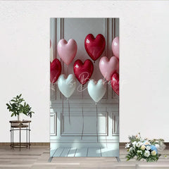 Lofaris Elegant Red Pink and White Heart Balloons Rectangle Arch Backdrop Romantic Love Celebration Decor