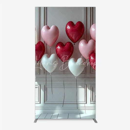 Lofaris Elegant Red Pink and White Heart Balloons Rectangle Arch Backdrop Romantic Love Celebration Decor