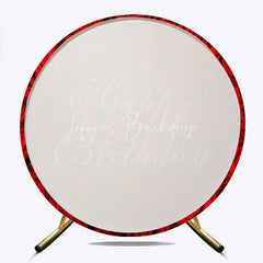 Lofaris Elegant Red Roses Happy Birthday Round Backdrop Beautiful Floral Design for Celebration Party Decor