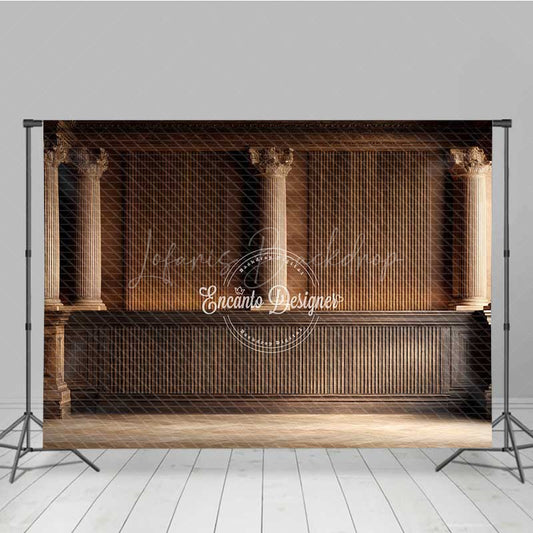 Lofaris Elegant Retro Wood Wall Photography Backdrop Classic Paneled Interior with Columns Vintage Study Photo Prop