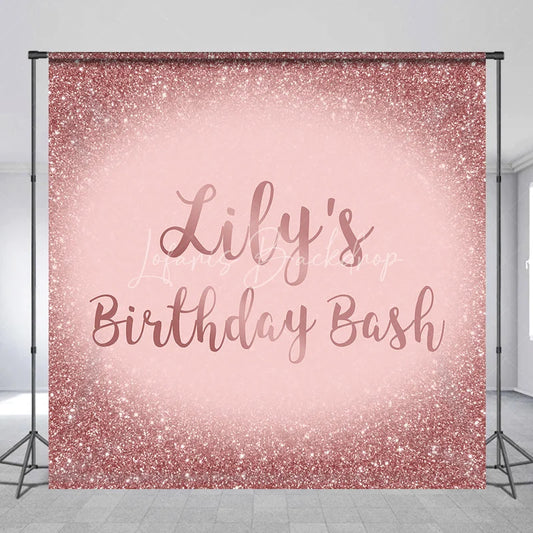 Lofaris Elegant Rose Gold Glitter Pink Custom Birthday Backdrop Personalized Party Bash Decor