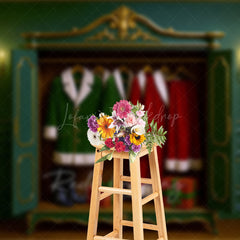 Lofaris Elegant Santas Closet Sweet Christmas Vibe Backdrop