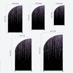 Lofaris Elegant Shimmering Lavender Glitter Half Moon Arch Backdrop Sparkling Black Party Decor for Celebrations