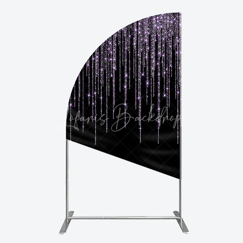 Lofaris Elegant Shimmering Lavender Glitter Half Moon Arch Backdrop Sparkling Black Party Decor for Celebrations