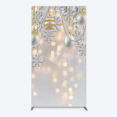 Lofaris Elegant Silver and Gold Glitter Christmas Ornaments Rectangle Arch Backdrop Winter Holiday Party Decor