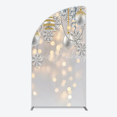 Lofaris Elegant Silver and Gold Glitter Snowflake Half Moon Arch Backdrop Festive Holiday Celebration Decor