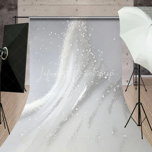 Lofaris Elegant Silver Glitter and White Brush Stroke Abstract Sweep Backdrop Modern Photography Decor for Events