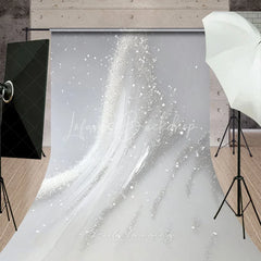 Lofaris Elegant Silver Glitter and White Brush Stroke Abstract Sweep Backdrop Modern Photography Decor for Events
