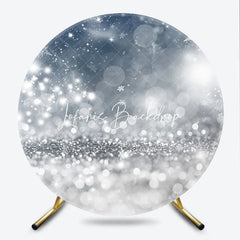 Lofaris Elegant Silver Glitter Snowflake Bokeh Round Backdrop Winter Wonderland Christmas Party Decor
