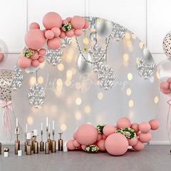 Lofaris Elegant Silver Gold Glitter Snowflake and Ornament Round Backdrop Festive Christmas Winter Holiday Party Decor