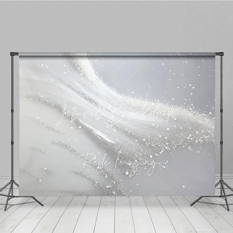 Lofaris Elegant Silver White Glitter Abstract Photography Backdrop Modern Studio Photo Background Decor for Portraits