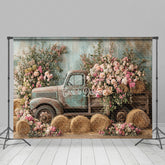 Lofaris Elegant Spring Truck Flowers Photography Backdrop