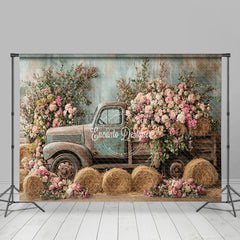 Lofaris Elegant Spring Truck Flowers Photography Backdrop