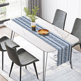 Lofaris Elegant Striped Table Runner with Blue and White Gradient for Coastal Modern Dining Decor