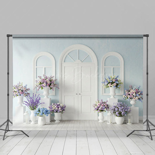 Lofaris Elegant Violet Floral Simple Door Wedding Backdrop