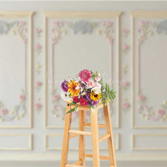 Lofaris Elegant Wall Photography Backdrop with Ornate Floral and Shell Molding Classic Vintage Panel Studio Photo Prop