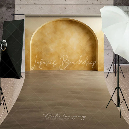 Lofaris Elegant Warm Yellow Textured Arch Sweep Backdrop Modern Minimalist Studio Photography Background for Portraits