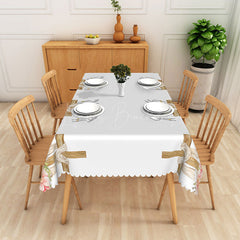 Lofaris Elegant White And Gold Wave Edge Easter Tablecloth