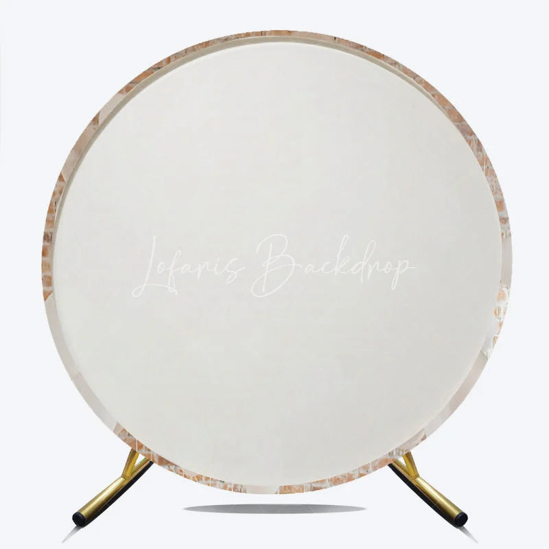 Lofaris Elegant White and Translucent Balloons Round Backdrop with Rustic Brick Wall Minimalist Party Decoration