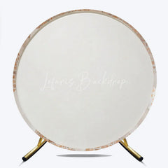 Lofaris Elegant White and Translucent Balloons Round Backdrop with Rustic Brick Wall Minimalist Party Decoration