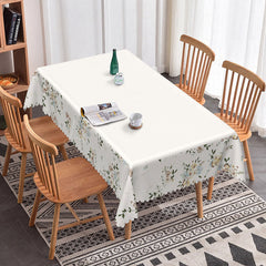 Lofaris Elegant White Dining Blossom Pastel Blue Tablecloth