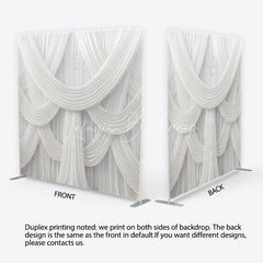 Lofaris Elegant White Draped Fabric Square Double-Sided Backdrop Luxurious Swag Design for Wedding Party and Event Photography