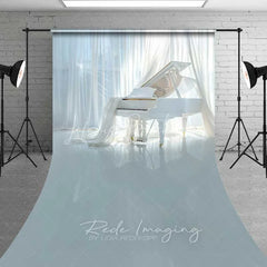 Lofaris Elegant White Grand Piano Sweep Backdrop Glossy Floor Photography Mat Music Room Decoration