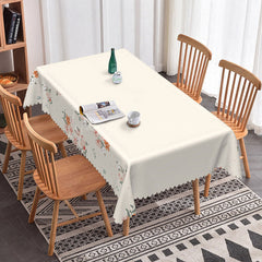 Lofaris Elegant White Pink Orange Flower Edge Tablecloth