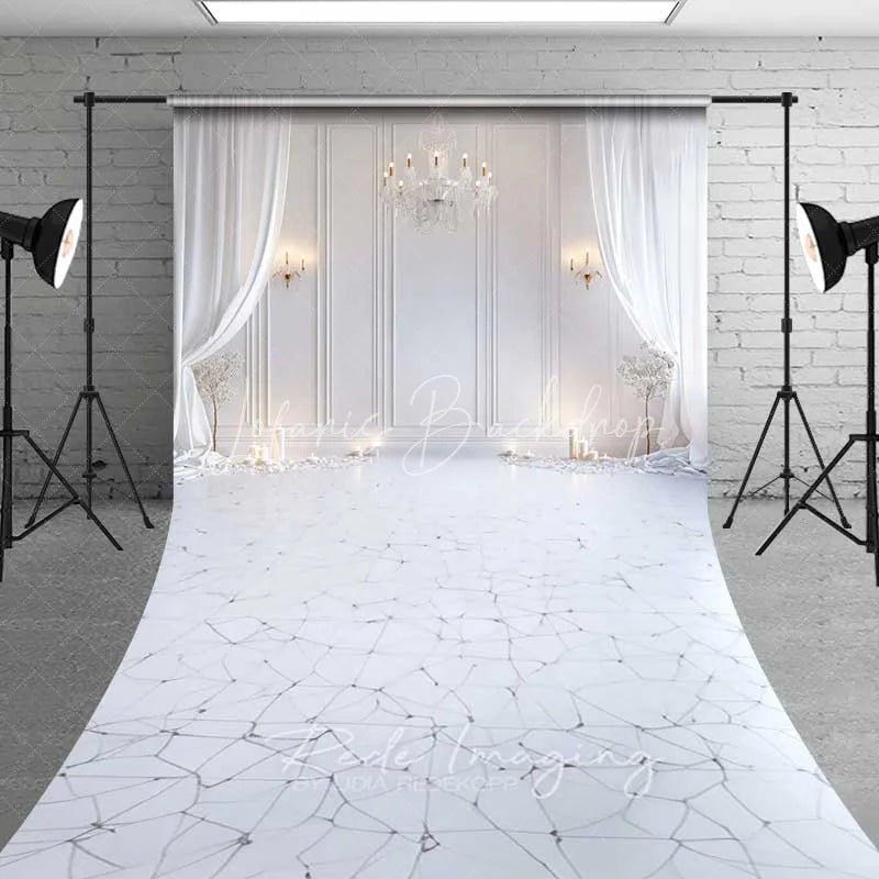 Lofaris Elegant White Room Sweep Backdrop Marble Texture Bright Interior Photography Floor Mat Wedding Bridal Decoration