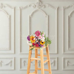 Lofaris Elegant White Wall Photography Backdrop Classic European Molding Panels French Vintage Style Studio Photo Prop