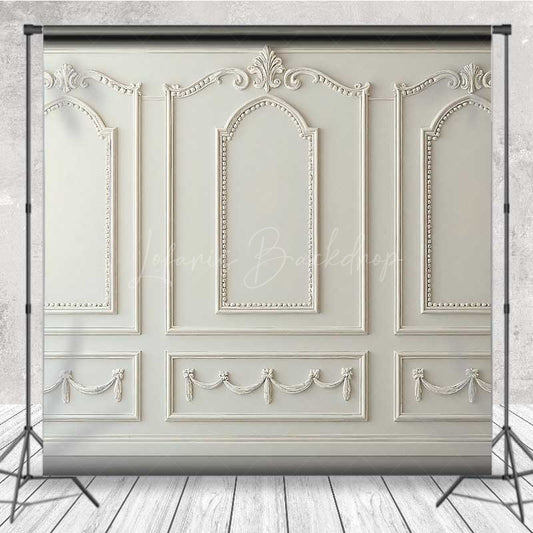 Lofaris Elegant White Wall Photography Backdrop Classic European Molding Panels French Vintage Style Studio Photo Prop