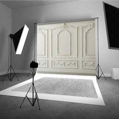 Lofaris Elegant White Wall Photography Backdrop Classic European Molding Panels French Vintage Style Studio Photo Prop