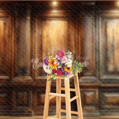 Lofaris Elegant Wood Wall Photography Backdrop Vintage Library or Office with Spotlights Classic Dark Academia Photo Prop