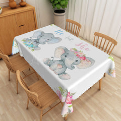 Lofaris Elephant Gender Reveal Rectangular Tablecloth