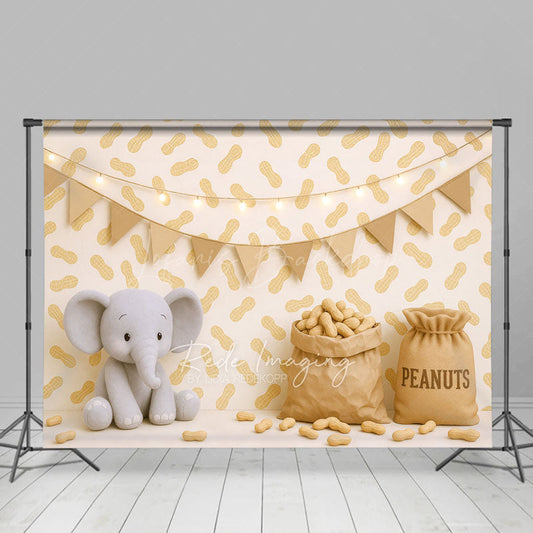 Lofaris Elephant Peanuts Cartoon Lights Cake Smash Backdrop