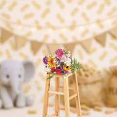 Lofaris Elephant Peanuts Cartoon Lights Cake Smash Backdrop