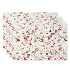 Lofaris Elk Santa Sled Candy Cherry Xmas Set Of 4 Placemats