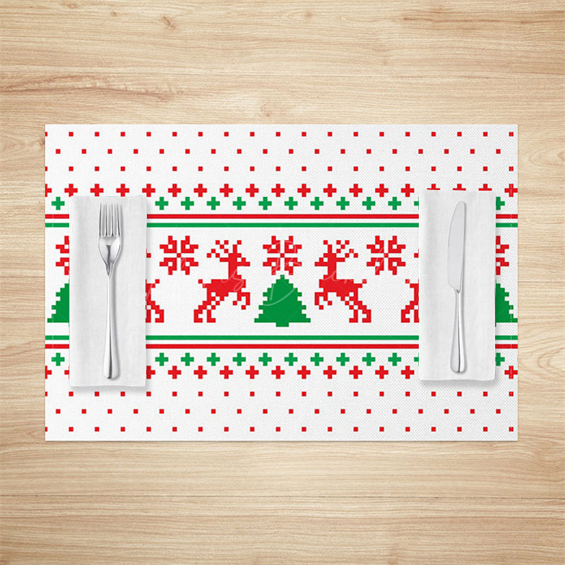 Lofaris Elk Tree Pixel Pattern Christmas Set Of 4 Placemats
