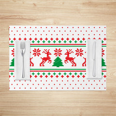 Lofaris Elk Tree Pixel Pattern Christmas Set Of 4 Placemats