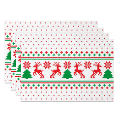 Lofaris Elk Tree Pixel Pattern Christmas Set Of 4 Placemats