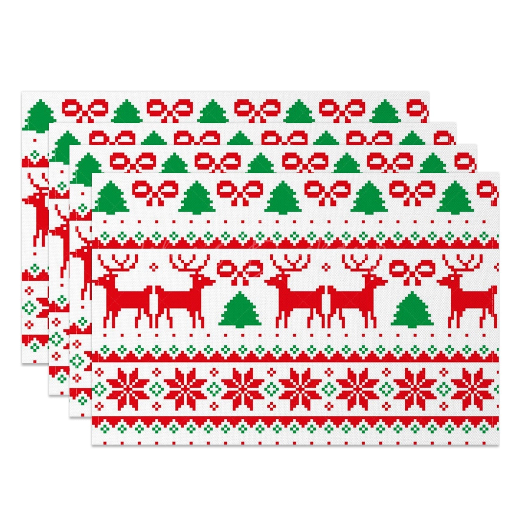Lofaris Elk Ugly Sweater Style Christmas Set Of 4 Placemats