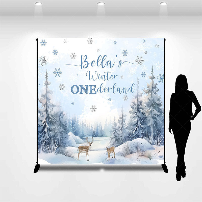 Lofaris Elk Winter Onderland Custom Name Birthday Backdrop
